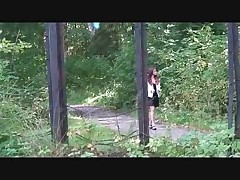 Naughty college girl empties her bladder in park Part 1