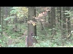 Tattooed doll with trimmed pussy pees in a forest Part 1