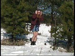 Cute teen peeing on snow Part 2