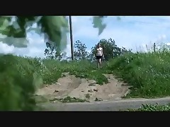Gingerhead girl empties say no to bladder on a country road Part 1
