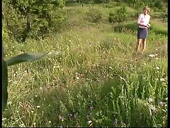 Naked teen peeing on the field Part 1