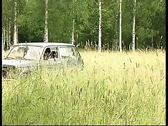 Girl peeing around the car Part 1