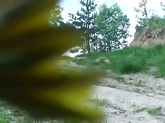 Naughty chubby teen pisses into a sandpit in park Part 1