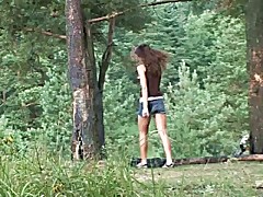 Swarthy puss searching for a quiet place to pee Part 4