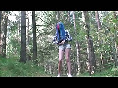 Slim swarthy blonde caught urinating under a tree Part 4