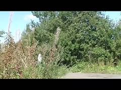 Cute blonde teen walking and pissing in the woods Part 1