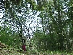 Petite blonde juvenile pisses up a storm in bushes Part 1