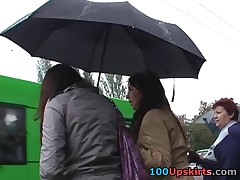 Babe on the bus gets hot upskirt recorded