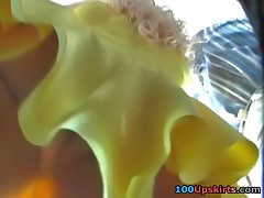 Upskirt closeup from girl on the bus
