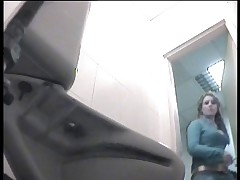 Clips from a discreet camera in a warehouse’s women’s restroom Part 1