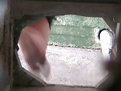 Beach-attired gals recorded taking a leak in a seaside bathroom Part 3