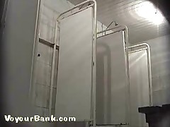 Spying after slim longhaired honey with bushy twat Part 1
