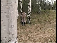 Spying in excess of teen peeing in spring forest Part 1