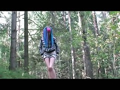 Slim swarthy blonde caught urinating under a tree Part 2
