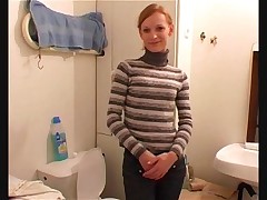 Amateur blondie gets filmed urinating in the loo Part 1
