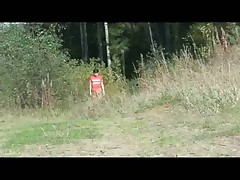 Hot ho squeezes her piss flappers while urinating Part 1