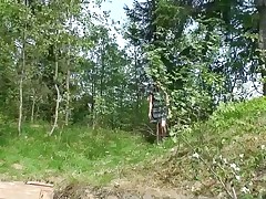 Seductive young teenie drains her bladder outdoors Part 1