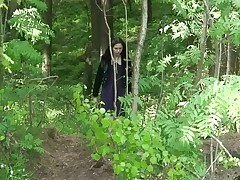 Young girl take a crack at pissing straight buy the river Part 1