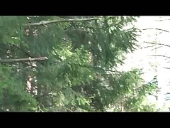 Hot brunette walking nude and pissing in the park Part 1