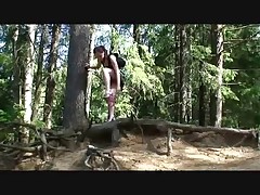 Girlie takes off her panties and urinates in park Part 4